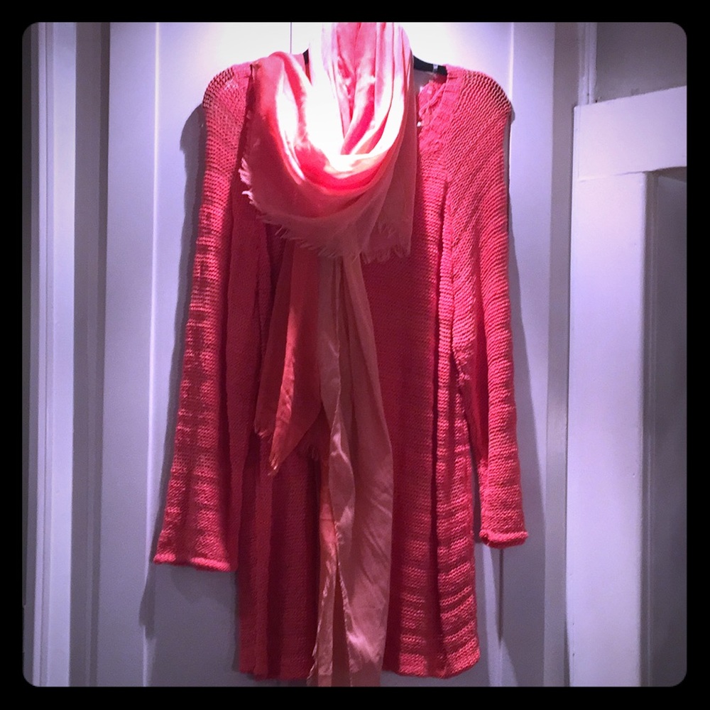 Crochet pull over with matching ombré scarf